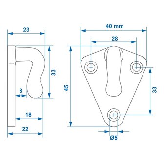 Gancio per corda in metallo 40x45 mm x10 pezzi