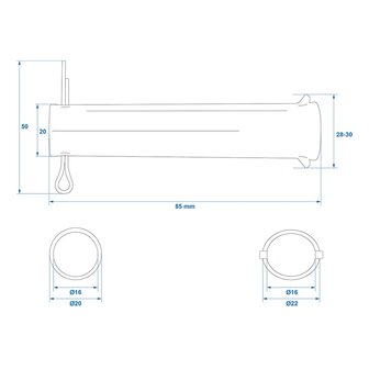 Asse per ruota jockey 60 mm x10 pezzi