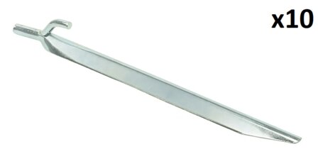 Picchetto da tenda 25 cm in metallo con gancio x10 pezzi