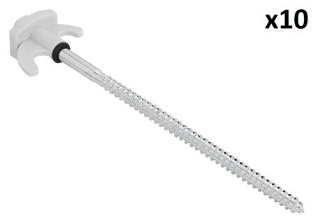 Picchetto per tenda 20 cm in metallo avvitabile con gancio in plastica x10 pezzi