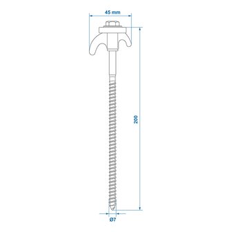 Picchetto per tenda 20 cm in metallo avvitabile con gancio in plastica x10 pezzi