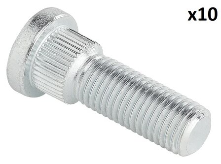 Bullone ruota M12x1,5 zigrinato 14,5 mm x10 pezzi