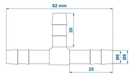 Raccordo a T per tubo 8 mm x10 pezzi