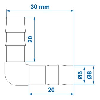 Raccordo a gomito per tubo 8 mm x10 pezzi
