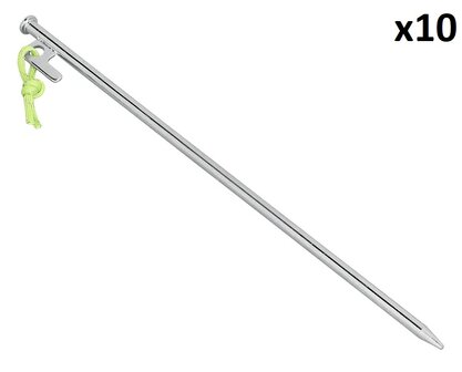 Picchetto da tenda 40 cm in acciaio zincato con gancio a P Heavy Duty x10 pezzi
