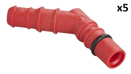 Raccordo per tubo con O-ring per tubi da 10/12 mm rosso x5 pezzi