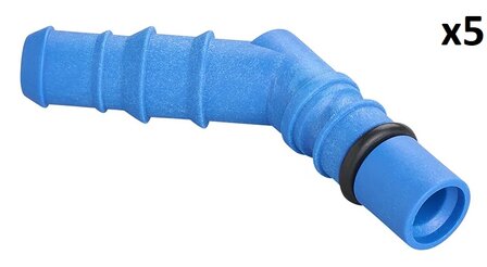 Raccordo per tubo con O-ring per tubi da 10/12 mm blu x5 pezzi