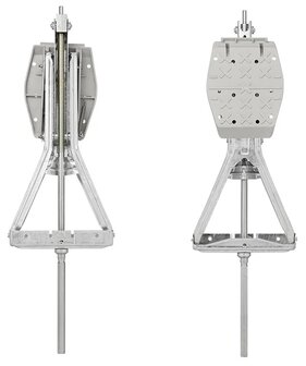 Supporto angolare per caravan 1000 kg 605 x 280 mm H: 470 mm con piede stabilizzante e meccanismo di estensione prolungato