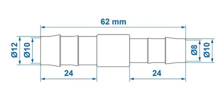 Raccordo riduttore dritto 12x10 mm x10 pezzi