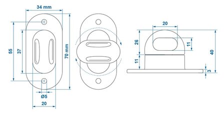 Chiusura girevole in plastica per occhiello ovale x4 pezzi