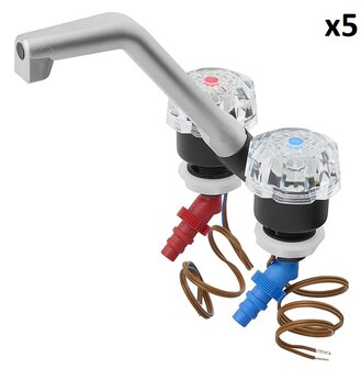 Rubinetto miscelatore De Luxe diametro 20 mm nero/cromo, manopola grande x5 pezzi
