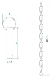 Perno di bloccaggio con catena diametro 14,3 mm