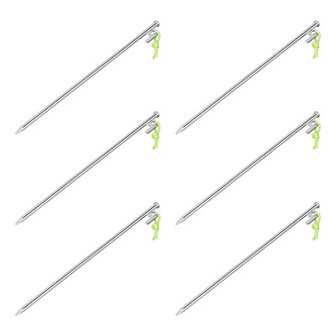 Picchetto da roccia 40 cm in acciaio zincato con gancio a P Heavy Duty &ndash; set di 6 pezzi