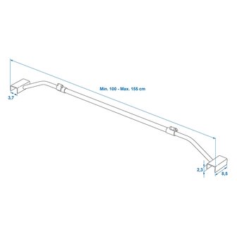 Arco in metallo estensibile 100-155 cm per telo coprimoto o rimorchio