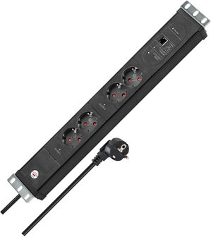 Multipresa 2 prese nera 3 m H05VV-F 3G1,5 formato 19