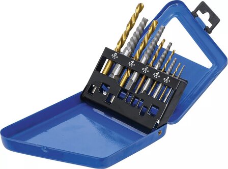 Serie di estrattori e punte con taglio sinistro HSS nitruro di titanio 2 - 7,5 mm 10 pz