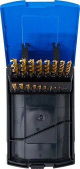 Serie di punte elicoidali HSS-G nitruro di titanio 1 - 10 mm 19 pz