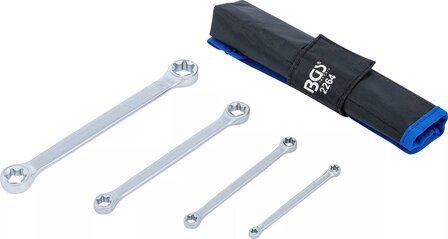 Set di chiavi ad anello con teste a profilo E piatto E6xE8 - E20xE24 a 4 pezzi