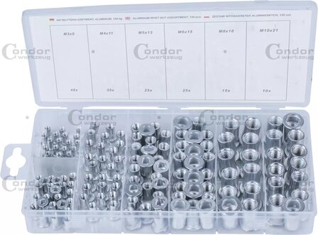 Assortimento di inserti filettati in alluminio 150 pezzi