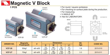 Blocco a V magnetico 8 mm - 50 mm