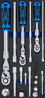 Serie di cricchetti reversibili estensibile snodabile (1/4) - (3/8) - (1/2) 17 pz