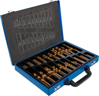 Serie di punte elicoidali e frese a gradini HSS nitruro di titanio 1 - 10 mm 231 pz