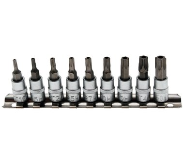 Tappi di chiusura 1/4, 9 pezzi, foro Torx T10 - T50