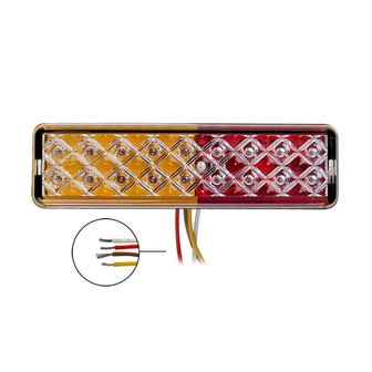 Fanale posteriore 12 24V 3 funzioni 135x38mm LED con supporto nero