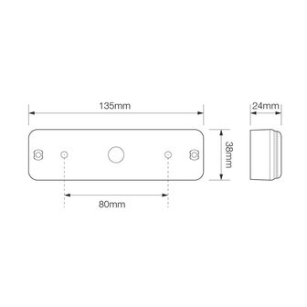 Fanale posteriore 12 24V 3 funzioni 135x38mm LED con supporto nero