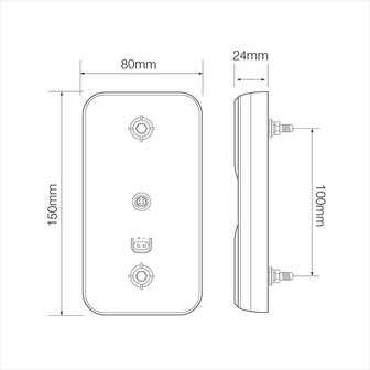 Fanale posteriore 12 24V 4 funzioni 80x150mm LED
