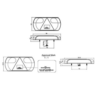 Fanale posteriore 6 funzioni 296x142mm 32LED sinistro