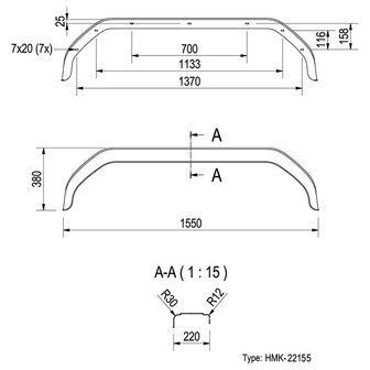 Parafango in plastica tandem asse 13 14 pollici (22155)