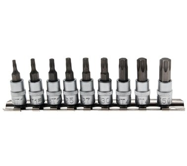 Tappi bit caps 1/4, 9 pezzi, Torx T10 - T50