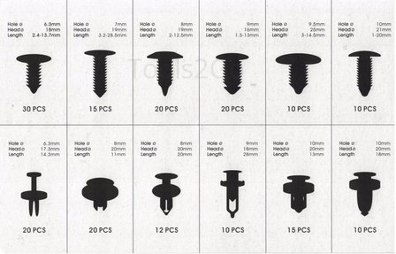 Assortimento di clip per tappezzeria 192 parti