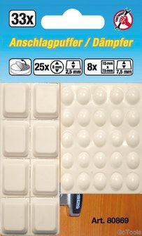 Set di tappi elastici a 33 pezzi, di forma quadrata, bianco, autoadesivo