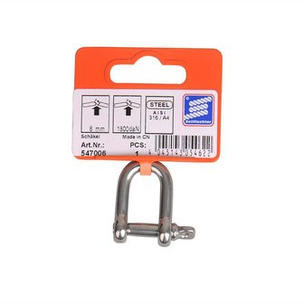 D-circuito cortocircuito 6mm, A4 in acciaio inox AISI 316, 1800 daN