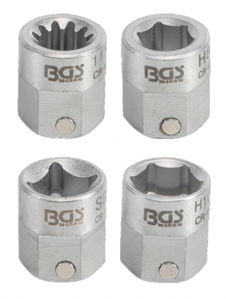 Set di bussole per pinze freni attacco esagono esterno 12 mm 4 pz