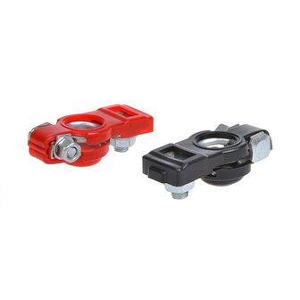 Set di morsetti per batteria (+) e (-) con protezione in plastica rosso nero