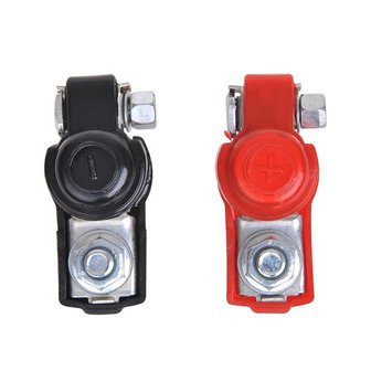 Set di morsetti per batteria (+) e (-) con protezione in plastica rosso nero