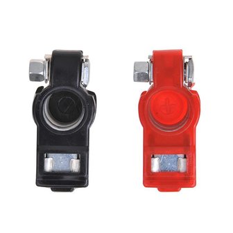 Set di morsetti per batteria (+) e (-) con protezione in plastica rosso nero