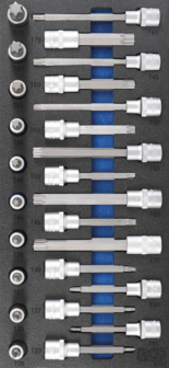 Serie di bussole profilo a T (per Torx) 26 pz