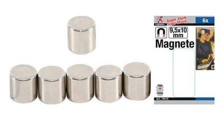 Serie di magneti extra forte &Oslash; 9,5 mm 6 pz