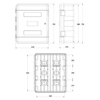 Armadio portautensili 75,0L / 27,0x61,6x73,5cm con 2 ripiani + serratura a cilindro