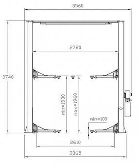 Ponte elevatore a 2 colonne 4 t 230 v con attacco superiore