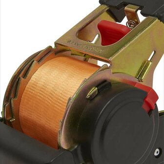 Cinghia di ancoraggio con cricchetto + 2 ganci 450cm 750kg avvolgimento automatico