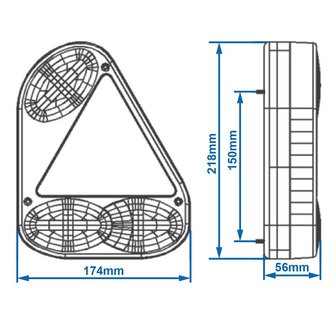 Fanale posteriore 5 funzioni 218x174mm destro