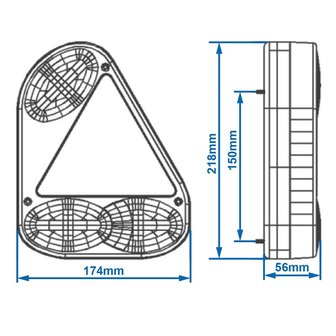 Fanale posteriore 5 funzioni 218x174mm destra