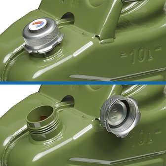 Tanica 10L verde metallo con tappo a vite magnetico omologata UN-TuV GS