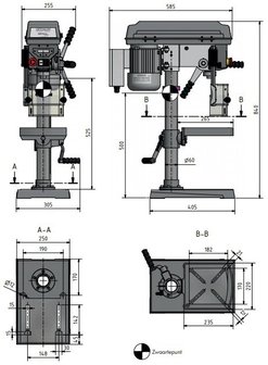 Trapano da tavolo diametro 16mm, 565x275x840mm