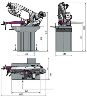 Sega a nastro stazionaria diametro 225 mm - 60&deg;